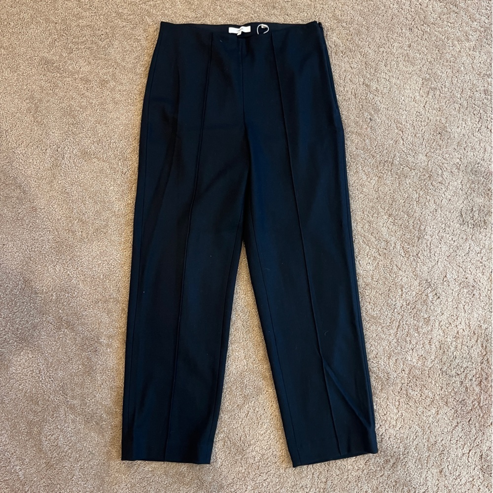 VINCE Cozy Wool-Blend Mid-Rise Stitch-Front Pant Black Size 8 NEW NWT